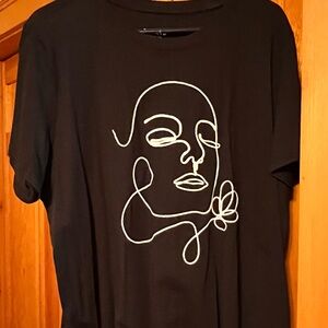 Torrid Black Tee with White Line Art